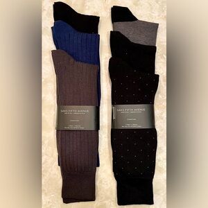 Saks Fifth Ave Men's Black, Brown and Blue Dress Socks (6pr.) Made In Italy 🇮🇹